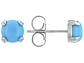 Blue Sleeping Beauty Turquoise Platinum Over Sterling Silver Stud Earrings