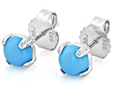 Blue Sleeping Beauty Turquoise Platinum Over Sterling Silver Stud Earrings