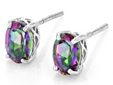 Mystic Fire® Green Topaz Rhodium Over Sterling Silver Stud Earrings 1.60ctw