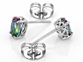 Mystic Fire® Green Topaz Rhodium Over Sterling Silver Stud Earrings 1.60ctw