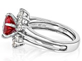 Lab Created Ruby Rhodium Over Sterling Silver Ring 3.10ctw