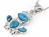Blue Turquoise Rhodium Over Sterling Silver Prince Charming Pendant with Chain 0.11ct