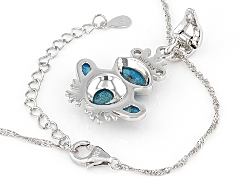 Blue Turquoise Rhodium Over Sterling Silver Prince Charming Pendant with Chain 0.11ct