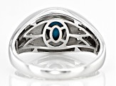 Sleeping Beauty Turquoise Rhodium Over Sterling Silver Men's Ring