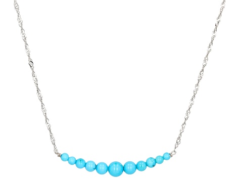 Blue Sleeping Beauty Turquoise Rhodium Over Sterling Silver Necklace