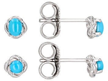 Picture of Sleeping Beauty Turquoise Rhodium Over Sterling Silver Earrings Set of 2
