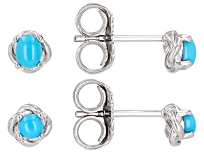 Sleeping Beauty Turquoise Rhodium Over Sterling Silver Earrings Set of 2