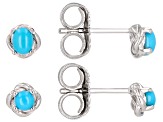 Sleeping Beauty Turquoise Rhodium Over Sterling Silver Earrings Set of 2