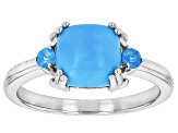 Sleeping Beauty Turquoise Rhodium Over Sterling Silver Ring 0.09ctw