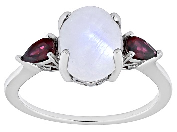 Picture of Rainbow Moonstone Rhodium Over Sterling Silver Ring 0.49ctw