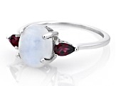 Rainbow Moonstone Rhodium Over Sterling Silver Ring 0.49ctw