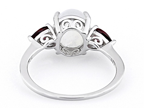 Rainbow Moonstone Rhodium Over Sterling Silver Ring 0.49ctw