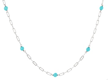 Picture of Blue Sleeping Beauty Turquoise Rhodium Over Silver Paper Chip Necklace
