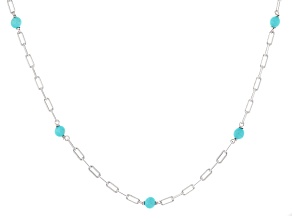 Blue Sleeping Beauty Turquoise Rhodium Over Silver Paper Chip Necklace