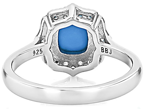 Sleeping Beauty Turquoise Rhodium Over Sterling Silver Ring 0.15ctw