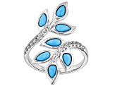 Sleeping Beauty Turquoise Rhodium Over Sterling Silver Bypass Ring