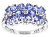 Tanzanite Rhodium Over Sterling Silver Band Ring 1.64ctw