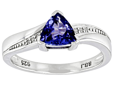 Blue Tanzanite Rhodium Over Sterling Silver Ring 0.78ctw