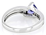 Blue Tanzanite Rhodium Over Sterling Silver Ring 0.78ctw