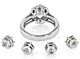 Multi Gem Rhodium Over Sterling Silver Interchangeable Ring with Box 2.33ctw