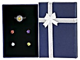 Multi Gem Rhodium Over Sterling Silver Interchangeable Ring with Box 2.33ctw