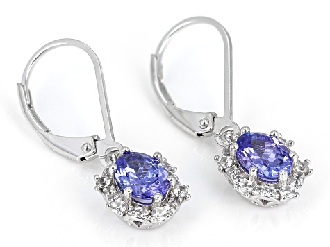 Blue Tanzanite Rhodium Over Sterling Silver Dangle Earrings 1.64ctw