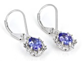 Blue Tanzanite Rhodium Over Sterling Silver Dangle Earrings 1.64ctw