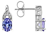 Blue Tanzanite Rhodium Over Sterling Silver Earrings 1.34ctw