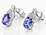 Blue Tanzanite Rhodium Over Sterling Silver Earrings 1.34ctw