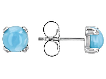 Picture of Larimar Platinum Over Sterling Silver Stud Earrings
