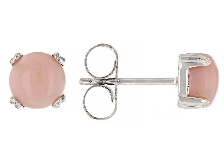 Pink Opal Platinum Over Sterling Silver Stud Earrings