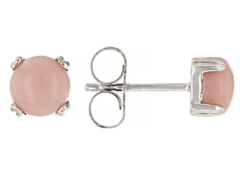 Pink Opal Platinum Over Sterling Silver Stud Earrings