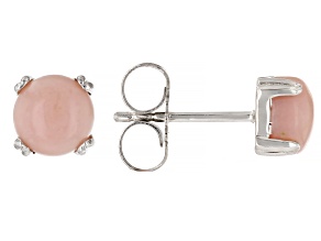 Pink Opal Platinum Over Sterling Silver Stud Earrings
