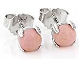 Pink Opal Platinum Over Sterling Silver Stud Earrings