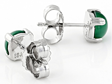 Green Onyx Studs - Silver