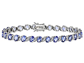 Blue Tanzanite Rhodium Over Sterling Silver Tennis Bracelet 9.96ctw