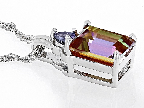 Northern Lights™ Quartz Rhodium Over Sterling Silver Pendant with Chain 3.01ctw