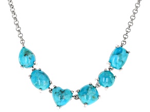 Blue Composite Turquoise Rhodium Over Sterling Silver Necklace