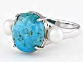Blue Composite Turquoise Rhodium Over Sterling Silver Ring