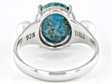 Blue Composite Turquoise Rhodium Over Sterling Silver Ring