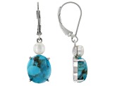 Blue Composite Turquoise Rhodium Over Sterling Silver Earrings