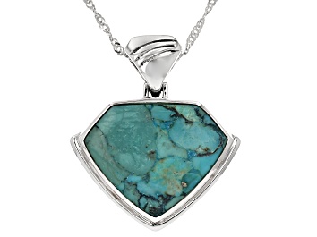 Picture of Blue Composite Turquoise Sterling Silver Pendant With Chain