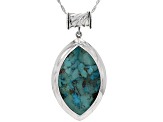 Blue Composite Turquoise Sterling Silver Pendant With Chain