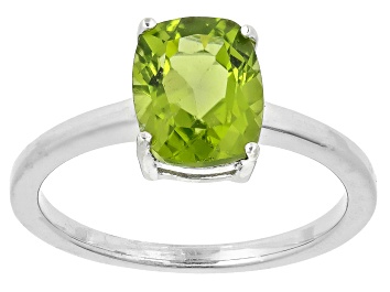 Picture of Green Peridot Rhodium Over Sterling Silver Solitaire Ring 1.80ct