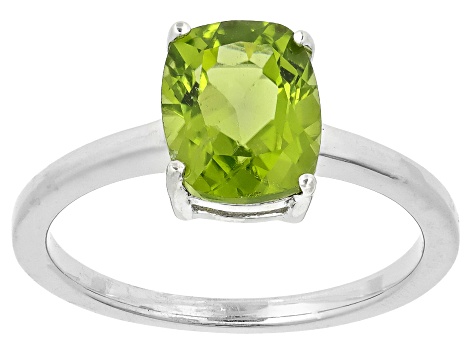 Green Peridot Rhodium Over Sterling Silver Solitaire Ring 1.80ct