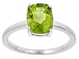 Green Peridot Rhodium Over Sterling Silver Solitaire Ring 1.80ct
