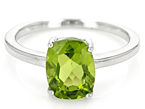 Green Peridot Rhodium Over Sterling Silver Solitaire Ring 1.80ct