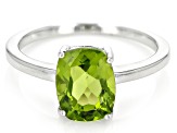 Green Peridot Rhodium Over Sterling Silver Solitaire Ring 1.80ct