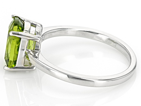 Green Peridot Rhodium Over Sterling Silver Solitaire Ring 1.80ct