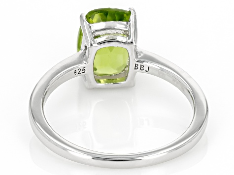 Green Peridot Rhodium Over Sterling Silver Solitaire Ring 1.80ct